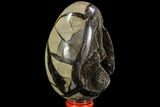 Septarian Dragon Egg Geode - Black Crystals #109966-1